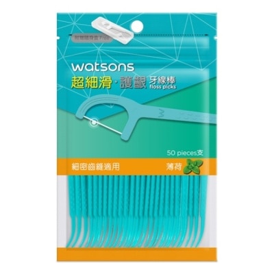 Watsons 屈臣氏 屈臣氏超細滑護齦牙線棒50支(薄荷 附隨身盒) image