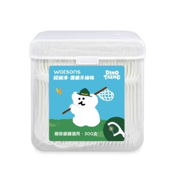 屈臣氏超細滑護齦牙線棒300支-藍(呆萌町聯名版)