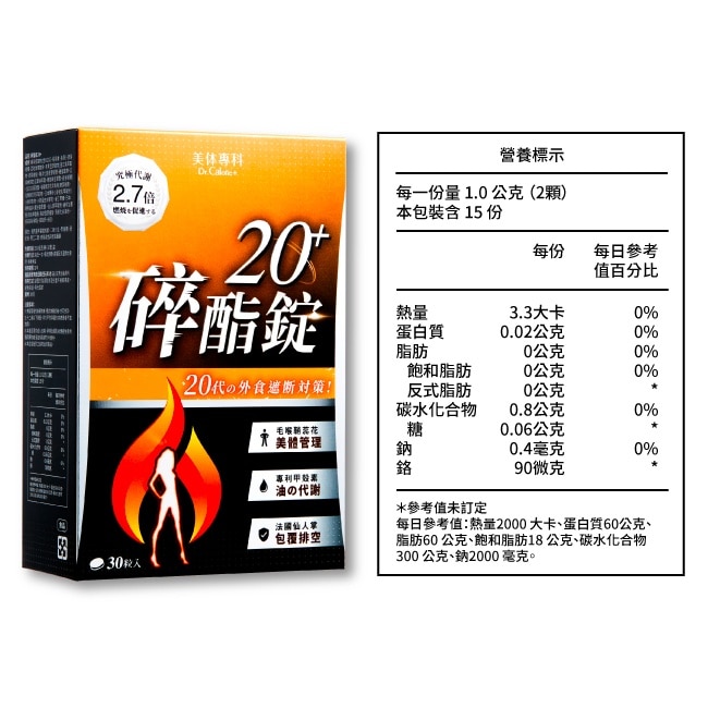 Dr Calorie 美体專科 碎脂錠 20+ 30入/盒