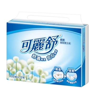 可麗舒 舒潔柔韌抽取衛生紙100抽x12包x6串/箱-箱購