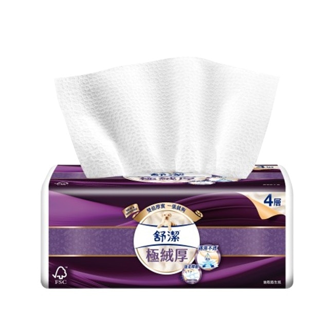 舒潔極絨厚4層抽取衛生紙60抽x8包x6串/箱-箱購