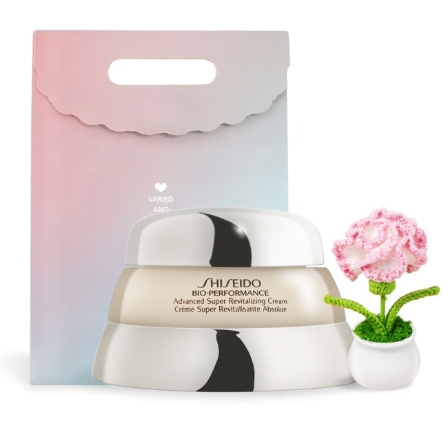 SHISEIDO 資生堂 百優 精純乳霜(75ml)+手作針織康乃馨-母親節獻禮附禮袋-國際航空版