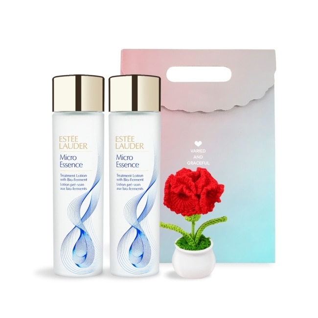 ESTEE LAUDER 雅詩蘭黛 微分子肌底原生露(100ml)-新版X2+手作針織康乃馨-母親節獻禮附禮袋