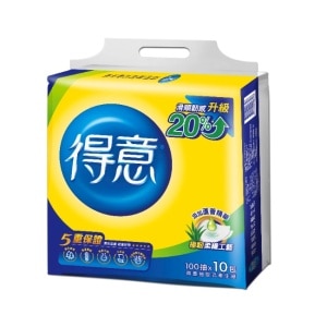 [贈品]得意連續抽取式花紋衛生紙100抽*10包