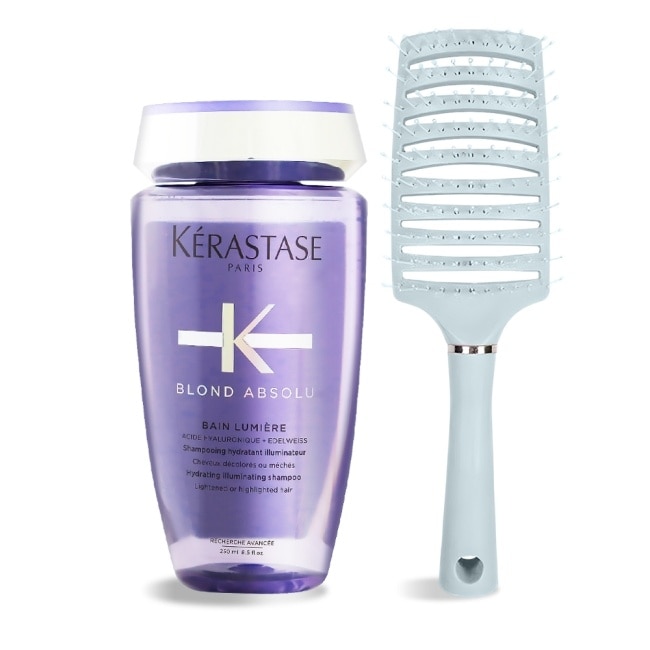 KERASTASE 卡詩 髮浴套組[燦金絕色髮浴-保濕型(250ml)+大彎排骨梳]-國際航空版