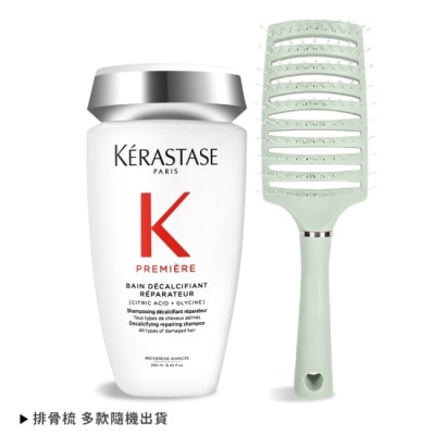 KERASTASE KERASTASE 卡詩 髮浴套組[白鑽升肽重建髮浴(250ml)+大彎排骨梳]-國際航空版