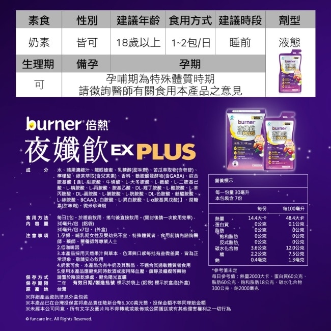 船井burner倍熱夜孅飲EX PLUS7包