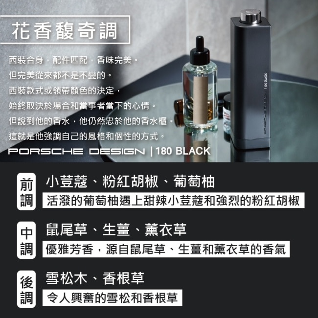 Porsche Design 保時捷暮色黑夜男性淡香水 100ml (180black)