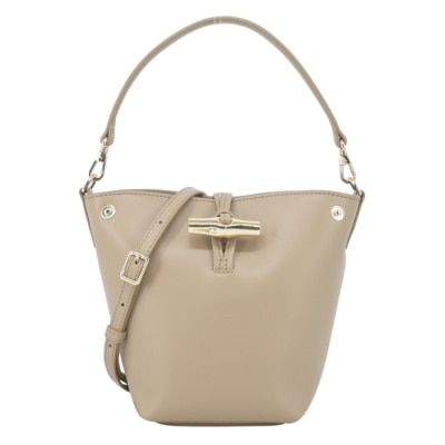 LONGCHAMP LONGCHAMP LE ROSEAU系列竹節小牛皮兩用水桶包(迷你/香草)10279-HGC-M05