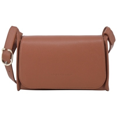 LONGCHAMP LONGCHAMP LE FOULONNE系列牛皮梯形翻蓋斜背包(中/焦糖)10297-021-121