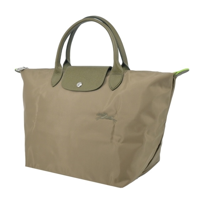LONGCHAMP LE PLIAGE GREEN系列刺繡手提水餃包(中/朝鮮薊綠)1623-919-M04