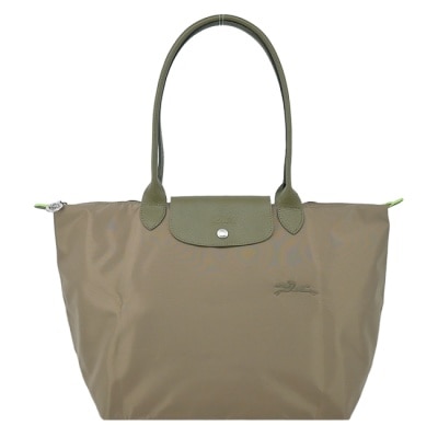 LONGCHAMP LONGCHAMP LE PLIAGE GREEN系列刺繡肩背水餃包(大/朝鮮薊綠)1899-919-M04