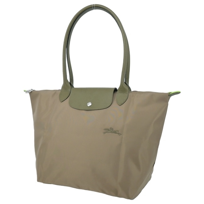 LONGCHAMP LE PLIAGE GREEN系列刺繡肩背水餃包(大/朝鮮薊綠)1899-919-M04