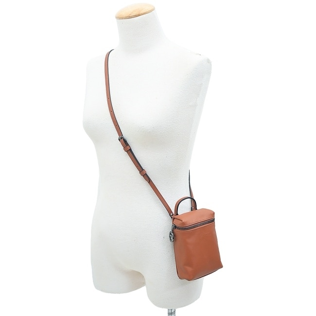 LONGCHAMP LE PLIAGE XTRA系列牛皮直式斜背包(迷你/白蘭地酒)10285-987-504