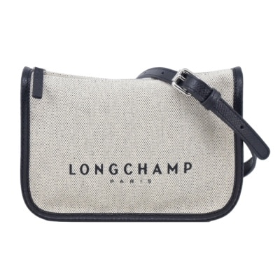 LONGCHAMP LONGCHAMP ESSENTIAL系列帆布LOGO字母斜背包(小/亞麻)10301-HSG-037