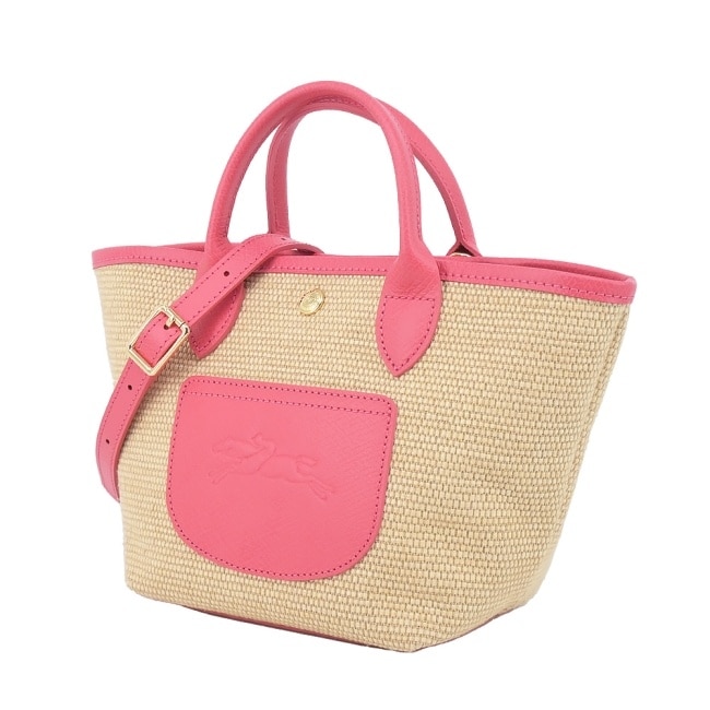 LONGCHAMP LE PANIER PLIAGE系列編織兩用提籃包(迷你/暈紅)10307-HGK-633