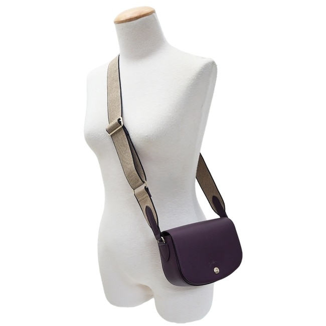 LONGCHAMP EPURE系列滑面牛皮半月型斜背包(小/深紫)10253-HFY-061