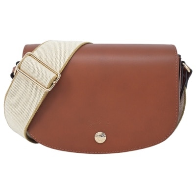 LONGCHAMP LONGCHAMP EPURE系列滑面牛皮半月型斜背包(小/白蘭地酒)10253-HFY-504