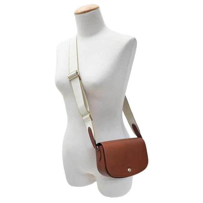 LONGCHAMP EPURE系列滑面牛皮半月型斜背包(小/白蘭地酒)10253-HFY-504