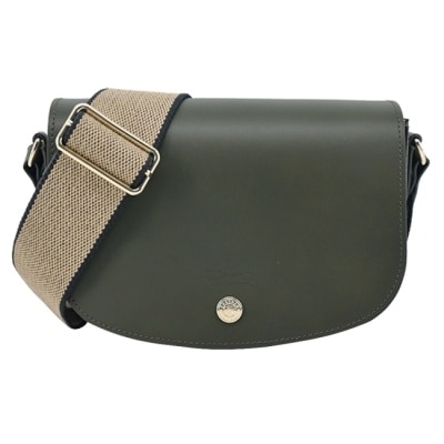 LONGCHAMP LONGCHAMP EPURE系列滑面牛皮半月型斜背包(小/卡其綠)10253-HFY-892