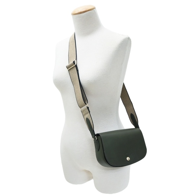 LONGCHAMP EPURE系列滑面牛皮半月型斜背包(小/卡其綠)10253-HFY-892
