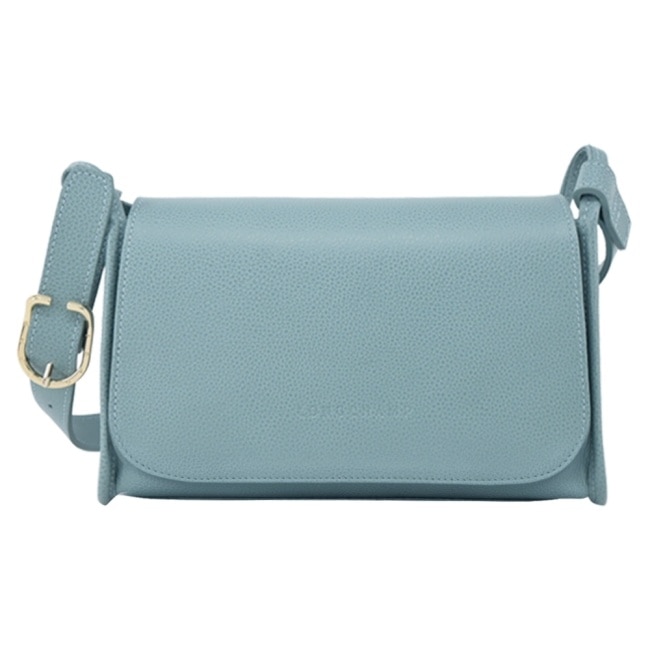LONGCHAMP LE FOULONNE系列牛皮梯形翻蓋斜背包(中/尤加利綠)10297-021-P93