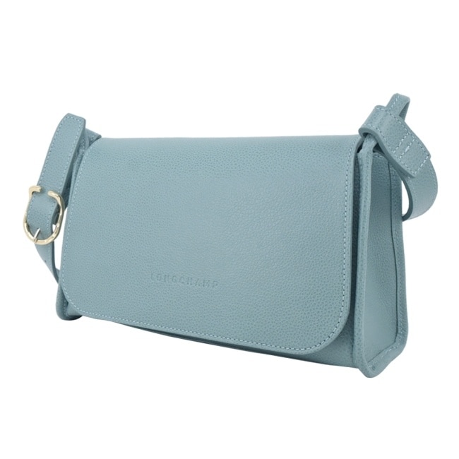 LONGCHAMP LE FOULONNE系列牛皮梯形翻蓋斜背包(中/尤加利綠)10297-021-P93