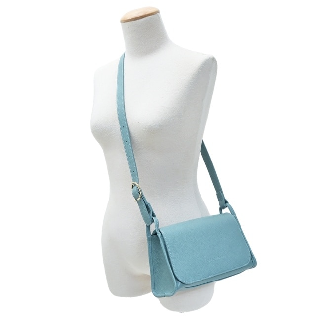 LONGCHAMP LE FOULONNE系列牛皮梯形翻蓋斜背包(中/尤加利綠)10297-021-P93