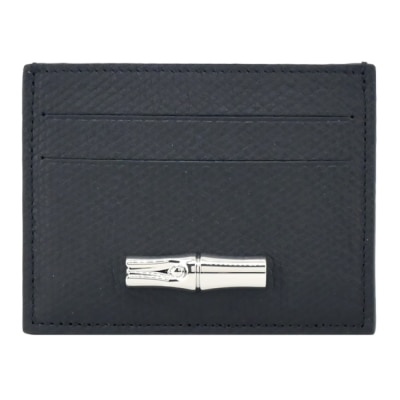 LONGCHAMP LONGCHAMP LE ROSEAU系列竹節牛皮名片夾(黑)3218-HFP-001