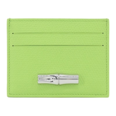 LONGCHAMP LONGCHAMP LE ROSEAU系列竹節牛皮名片夾(亮綠)3218-HFP-355