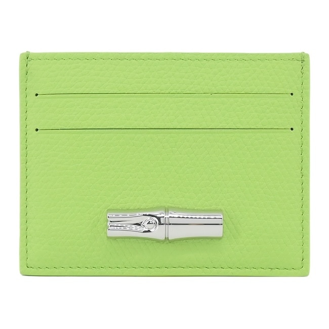 LONGCHAMP LE ROSEAU系列竹節牛皮名片夾(亮綠)3218-HFP-355
