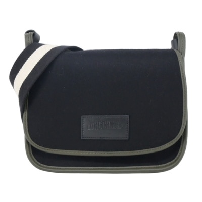 LONGCHAMP LONGCHAMP LE FOULONNE系列氈製羊毛寬背帶斜背包(中/黑)10135-HFN-001