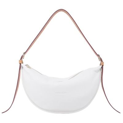 LONGCHAMP LONGCHAMP SMOOTHIE系列梅蒂斯羊皮半月斜背包(中/白)10312-HGP-007