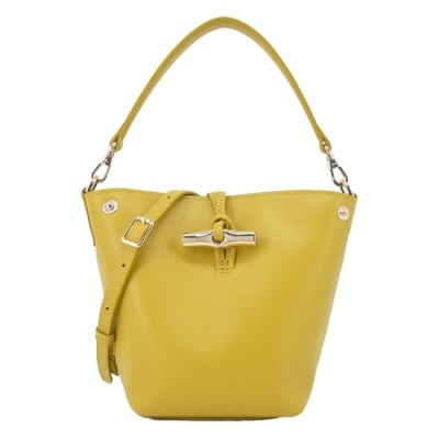 LONGCHAMP LONGCHAMP LE ROSEAU系列竹節小牛皮兩用水桶包(迷你/薑黃)10279-HGC-M10