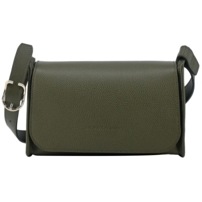 LONGCHAMP LONGCHAMP LE FOULONNE系列牛皮梯形翻蓋斜背包(中/卡其綠)10297-021-892