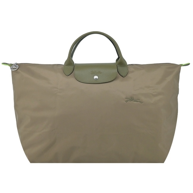 LONGCHAMP LE PLIAGE GREEN系列刺繡摺疊旅行袋(小/朝鮮薊綠)1624-919-M04