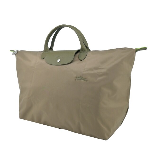LONGCHAMP LE PLIAGE GREEN系列刺繡摺疊旅行袋(小/朝鮮薊綠)1624-919-M04