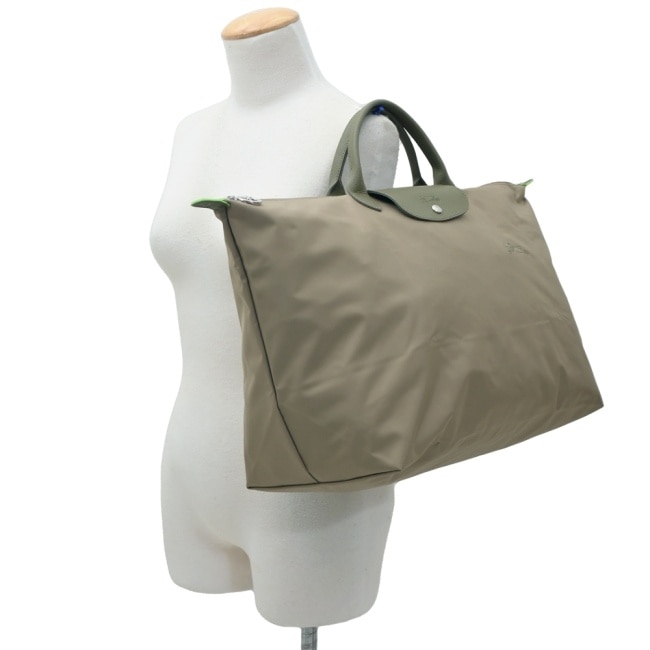 LONGCHAMP LE PLIAGE GREEN系列刺繡摺疊旅行袋(小/朝鮮薊綠)1624-919-M04