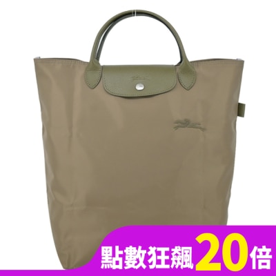 LONGCHAMP LONGCHAMP LE PLIAGE GREEN系列刺繡手提包(中/朝鮮薊綠)10168-919-M04