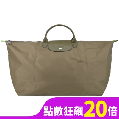 LONGCHAMP LONGCHAMP LE PLIAGE GREEN系列刺繡摺疊旅行袋(中/朝鮮薊綠)1625-919-M04