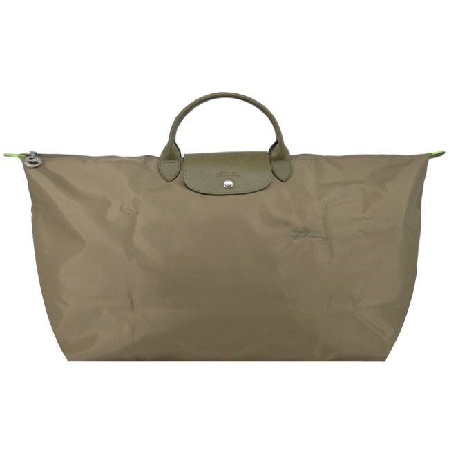 LONGCHAMP LE PLIAGE GREEN系列刺繡摺疊旅行袋(中/朝鮮薊綠)1625-919-M04