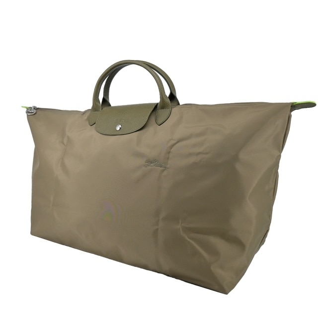 LONGCHAMP LE PLIAGE GREEN系列刺繡摺疊旅行袋(中/朝鮮薊綠)1625-919-M04