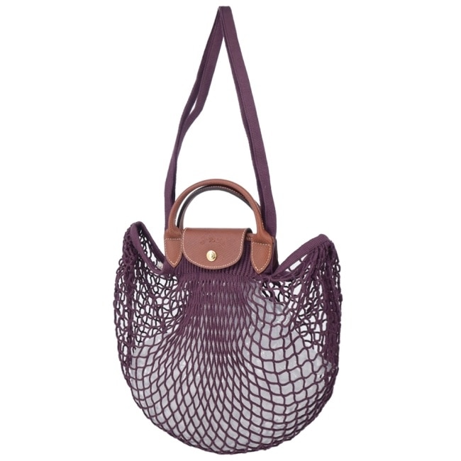 LONGCHAMP LE PLIAGE FILET系列網狀棉質兩用包(大/深紫)10121-HVH-061