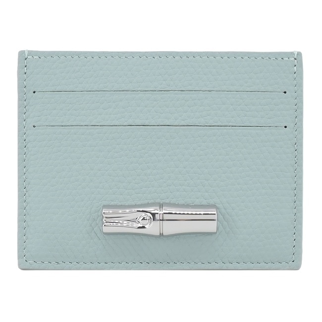 LONGCHAMP LE ROSEAU系列竹節牛皮名片夾(青瓷綠)3218-HFP-282