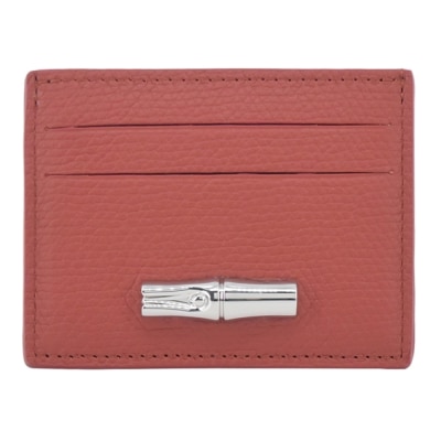 LONGCHAMP LONGCHAMP LE ROSEAU系列竹節牛皮名片夾(栗子紅)3218-HFP-404