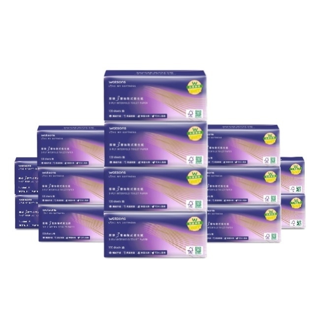 屈臣氏厚磅三層抽取式衛生紙120抽x48包-箱購-箱購