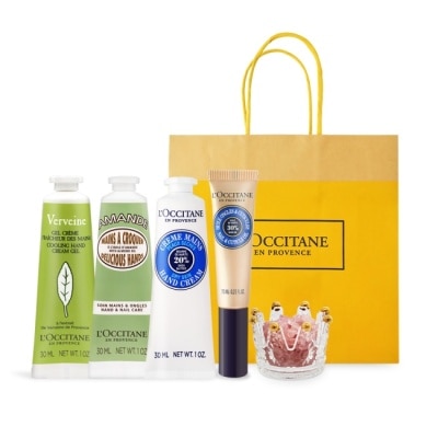 L OCCITANE L’OCCITANE 歐舒丹 桃花朵朵護手水晶禮遇組-乳油木+杏仁+馬鞭草-國際航空版