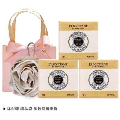 L OCCITANE L’OCCITANE 歐舒丹 經典乳油木3入香皂B組[牛奶X3]送沐浴球-專櫃公司貨