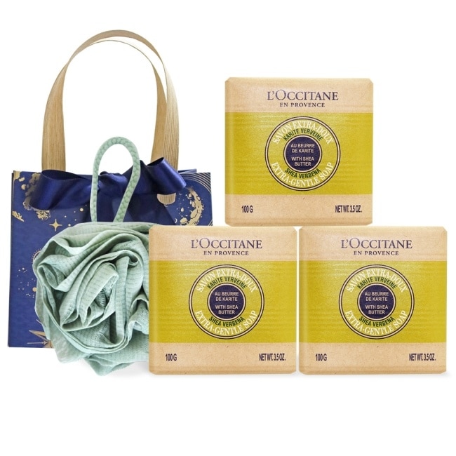 L’OCCITANE 歐舒丹 經典乳油木3入香皂C組[馬鞭草X3]送沐浴球-專櫃公司貨