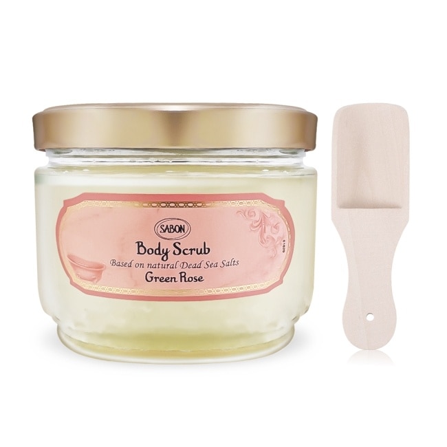 SABON 綠玫瑰身體磨砂膏(600g)-新版+歐沛媞 木勺-國際航空版